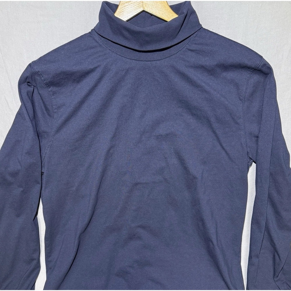 LL Bean Mens Turtleneck Shirt Navy Blue 100%‎ Cotton Traditional Fit M 508115